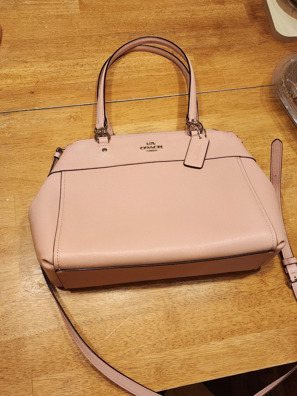 Coach Brooke Carryall Satchel in blush pink crossgrain leather, silver Hardware